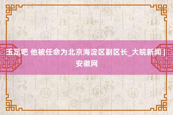 玉足吧 他被任命为北京海淀区副区长_大皖新闻 | 安徽网