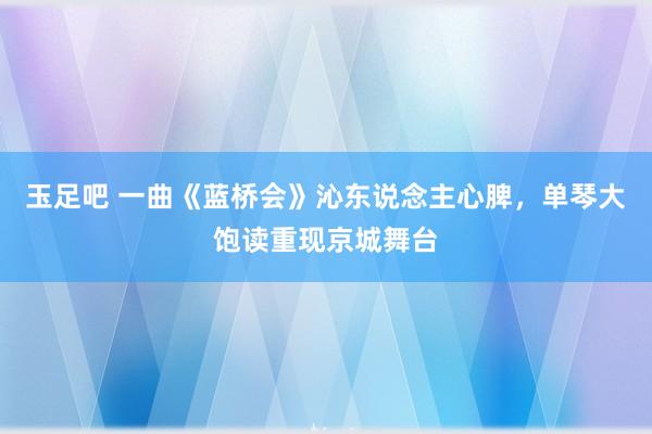 玉足吧 一曲《蓝桥会》沁东说念主心脾，单琴大饱读重现京城舞台