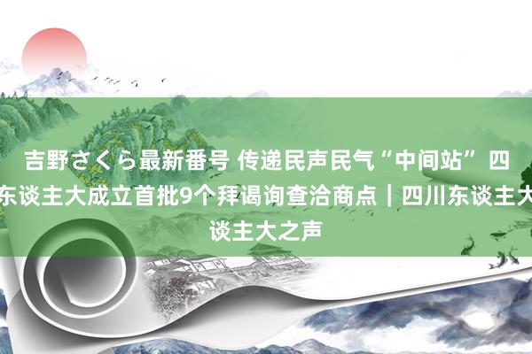 吉野さくら最新番号 传递民声民气“中间站” 四川省东谈主大成立首批9个拜谒询查洽商点｜四川东谈主大之声