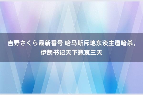 吉野さくら最新番号 哈马斯斥地东谈主遭暗杀，伊朗书记天下悲哀三天