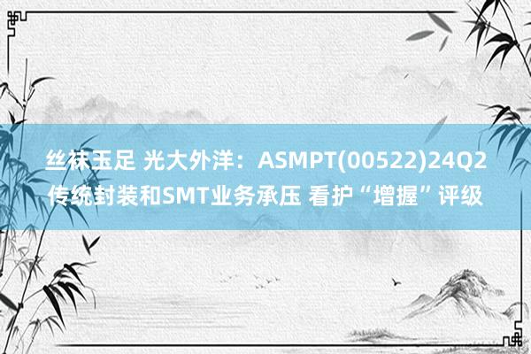 丝袜玉足 光大外洋：ASMPT(00522)24Q2传统封装和SMT业务承压 看护“增握”评级