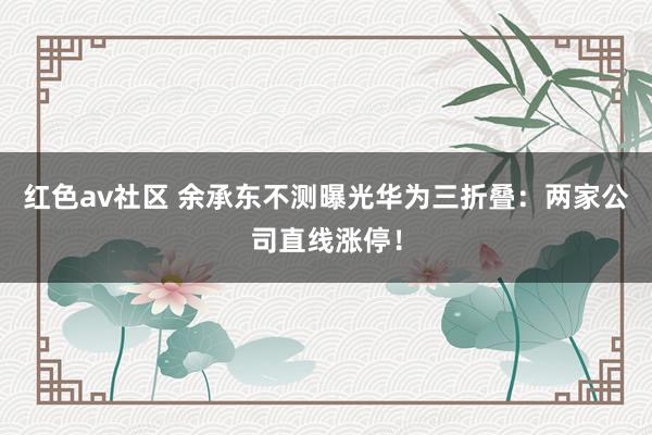 红色av社区 余承东不测曝光华为三折叠：两家公司直线涨停！