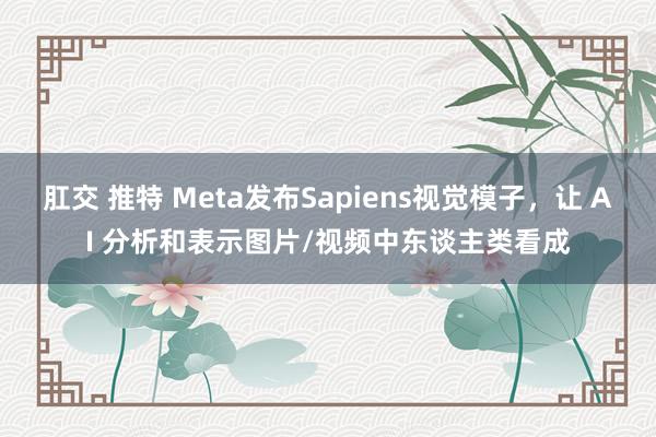 肛交 推特 Meta发布Sapiens视觉模子，让 AI 分析和表示图片/视频中东谈主类看成