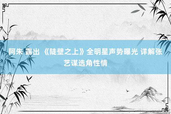 阿朱 露出 《陡壁之上》全明星声势曝光 详解张艺谋选角性情