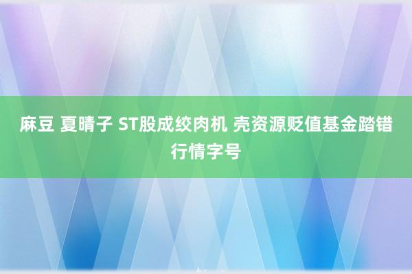 麻豆 夏晴子 ST股成绞肉机 壳资源贬值基金踏错行情字号