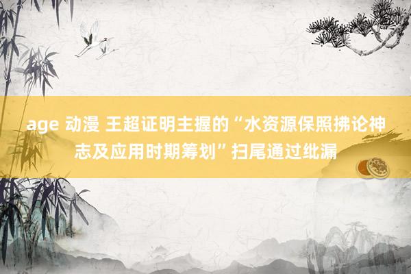 age 动漫 王超证明主握的“水资源保照拂论神志及应用时期筹划”扫尾通过纰漏